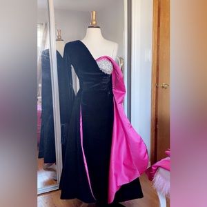 Pink and black gown